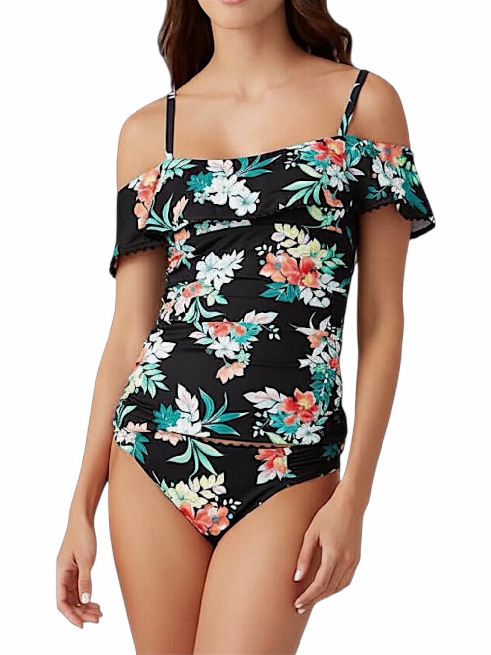 Tommy Bahama Floral Springs Flounce Tankini Top Swim Size XS